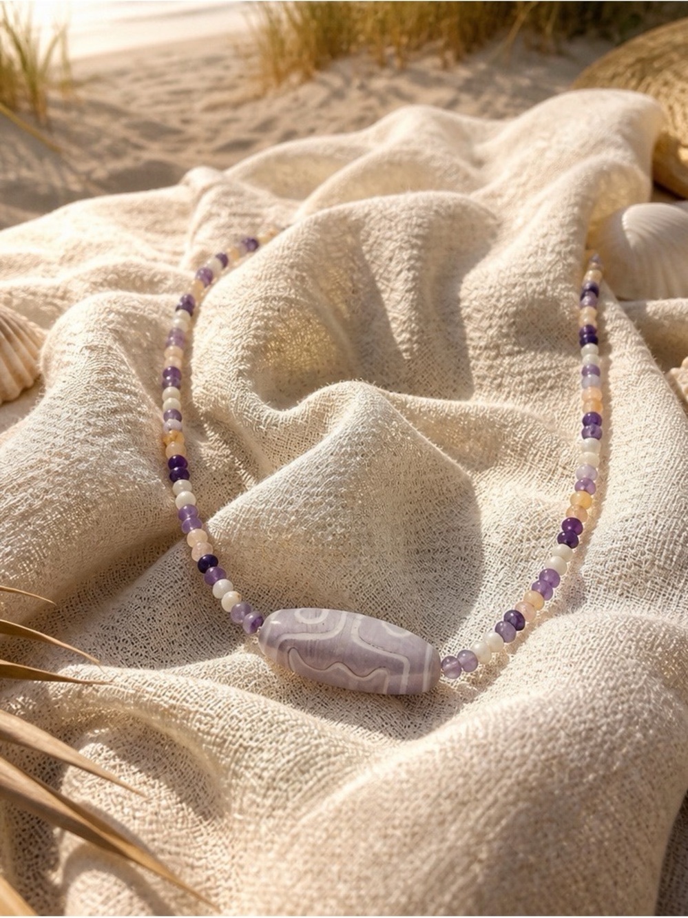 Lavender Amethyst Beaded Necklace - Women Jewelry